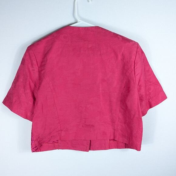 Plaza South Petites Size 4 Pink Jacquard Cotton Blazer Jacket Skirt Set Vintage - Picture 4 of 7